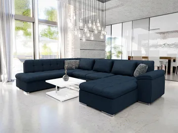 Dynir 5-sits Vänstervänd U-formad Bäddsoffa 125x290 cm med Förvaring i Tyg - Midnattsblå - Möbler - Soffa - Bäddsoffa