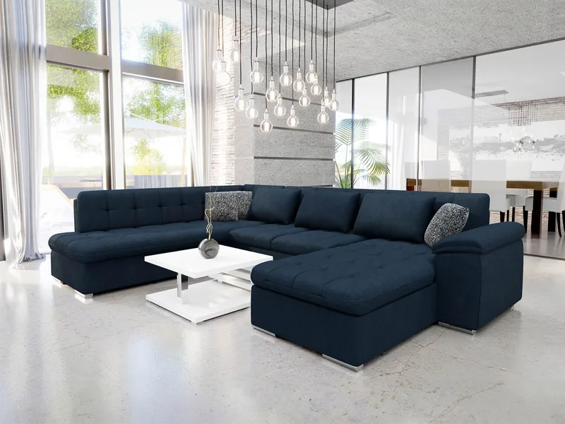 Dynir 5-sits Vänstervänd U-formad Bäddsoffa 125x290 cm med Förvaring i Tyg - Midnattsblå - Möbler - Soffa - Bäddsoffa