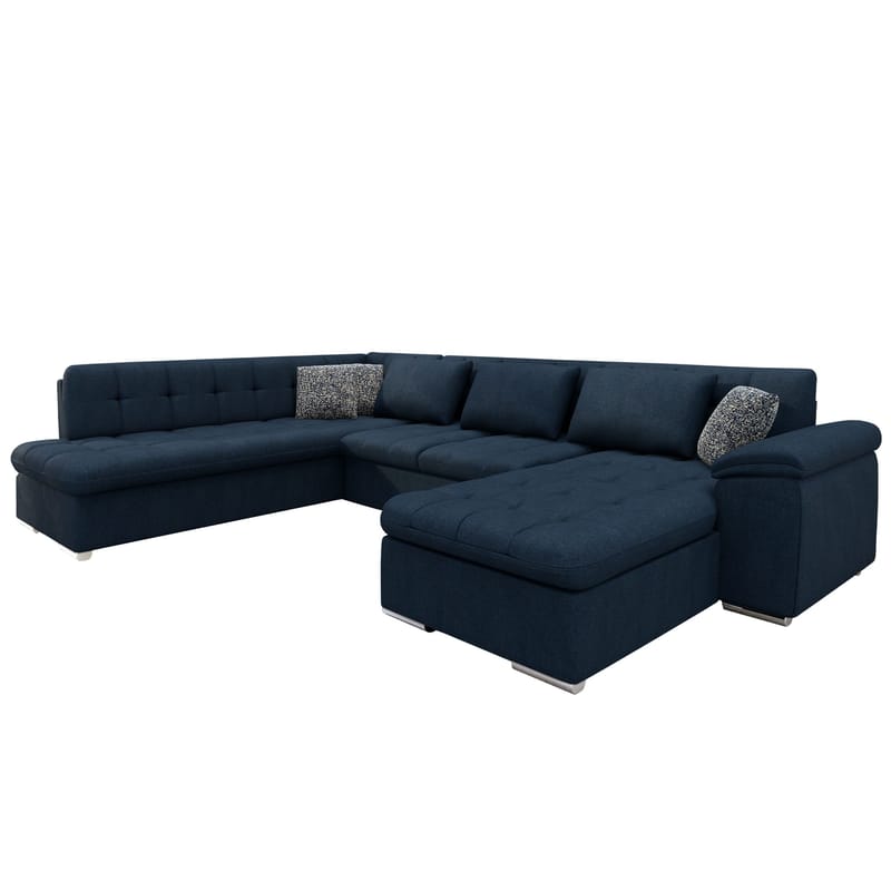 Dynir 5-sits Vänstervänd U-formad Bäddsoffa 125x290 cm med Förvaring i Tyg, Midnattsblå