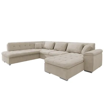 Dynir 6-sits Vänstervänd Bäddsoffa 125x290 cm med Förvaring i Tyg - Beige - Möbler - Soffa - Bäddsoffa
