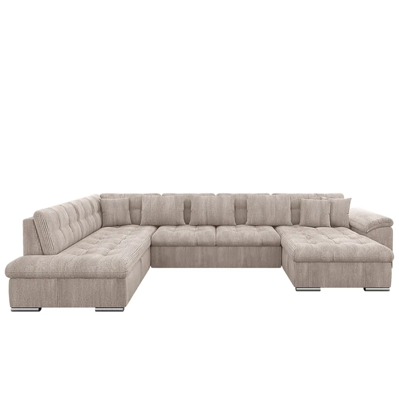 Dynir 6-sits Vänstervänd U-formad Längsbäddad Bäddsoffa 125x290 cm med Förvaring, Ljusbeige