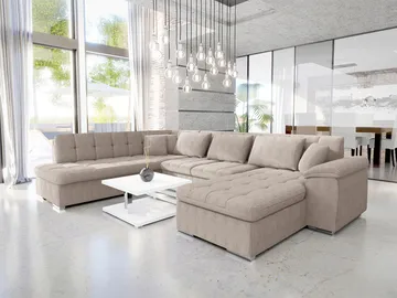 Dynir 6-sits Vänstervänd U-formad Längsbäddad Bäddsoffa 125x290 cm med Förvaring - Ljusbeige - Möbler - Soffa - Bäddsoffa