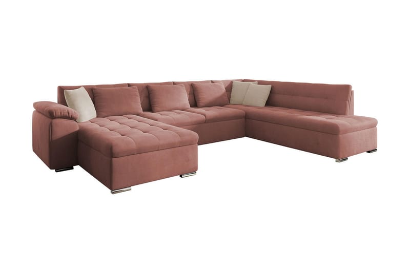 Dynir Bäddsoffa m. Divan och Schäslong 4-sits med Förvaring - Rosa - Bäddsoffa - Bäddsoffa divan