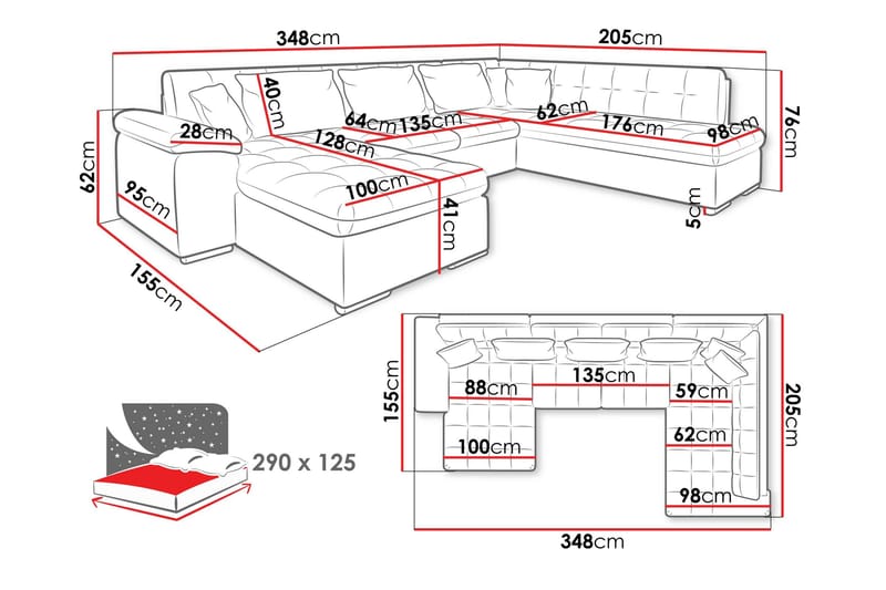 Dynir Bäddsoffa m. Divan och Schäslong 5-sits - Grön - Möbler - Soffa - Bäddsoffa