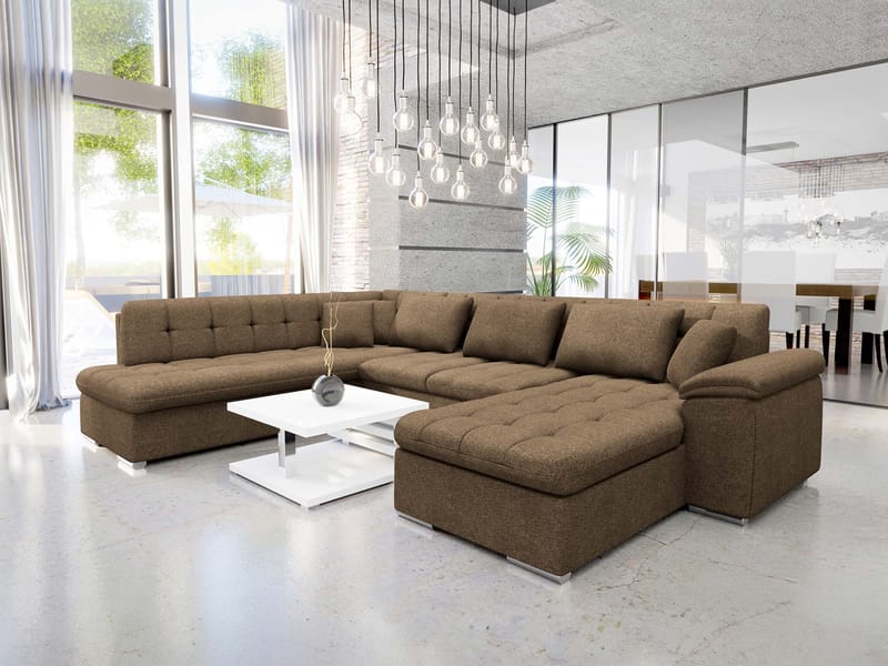 Dynir Bäddsoffa med Divan och Schäslong 5-sits - Brun - Möbler - Soffa - Bäddsoffa