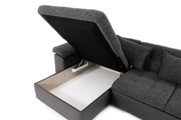 Dynir Högervänd U-formad Bäddsoffa 125x290 cm med Förvaring i Sammet - Grön - Möbler - Soffa - Bäddsoffa
