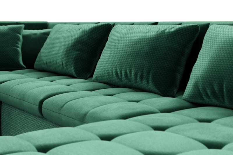 Dynir Högervänd U-formad Bäddsoffa 125x290 cm med Förvaring i Sammet - Grön - Möbler - Soffa - Bäddsoffa