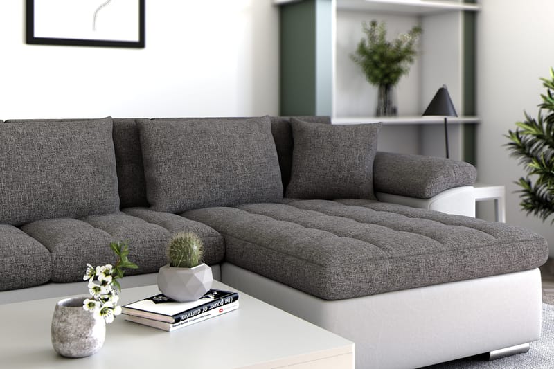 Dynir Hörnbäddsoffa Divan med Förvaring Höger - Vit/Ljusgrå - Möbler - Soffa - Bäddsoffa
