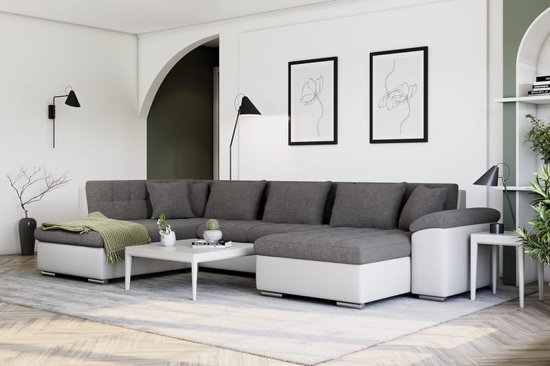 Dynir Hörnbäddsoffa Divan med Förvaring Höger - Vit/Ljusgrå - Möbler - Soffa - Bäddsoffa