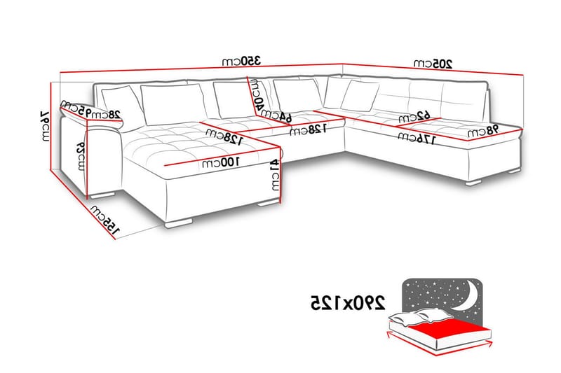 Dynir Hörnbäddsoffa Divan med Förvaring Vänster - Ljusgrå/Vit - Möbler - Soffa - Bäddsoffa