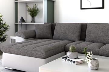 Dynir Hörnbäddsoffa Divan med Förvaring Vänster - Ljusgrå/Vit - Möbler - Soffa - Bäddsoffa