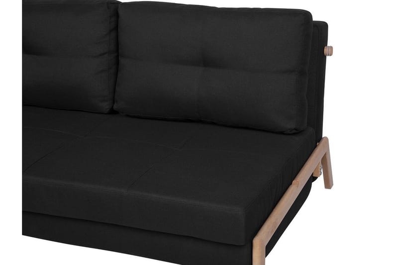 Edland 2-sits Rektangulär Bäddsoffa Fällbar 152 cm i Tyg med Träben - Svart - Möbler - Soffa - Bäddsoffa