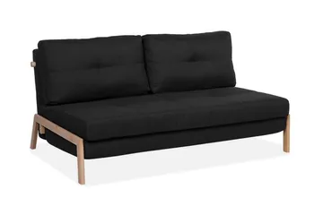 Edland 2-sits Rektangulär Bäddsoffa Fällbar 152 cm i Tyg med Träben - Svart - Möbler - Soffa - Bäddsoffa