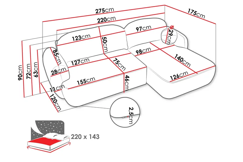 Efrem Bäddsoffa med Divan 3-sits i Bouclé - Beige - Möbler - Soffa - Bäddsoffa