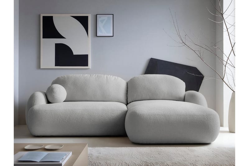 Efrem Bäddsoffa med Divan 3-sits i Bouclé - Ljusgrå - Möbler - Soffa - Bäddsoffa