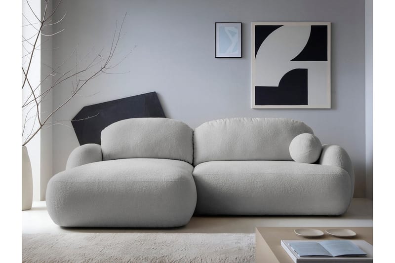 Efrem Bäddsoffa med Divan 3-sits i Bouclé - Ljusgrå - Möbler - Soffa - Bäddsoffa