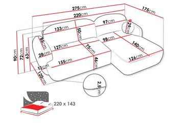 Efrem Bäddsoffa med Divan 3-sits i Bouclé - Ljusgrå - Möbler - Soffa - Bäddsoffa