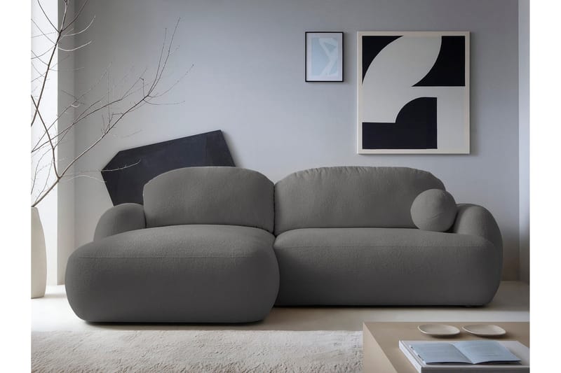 Efrem Bäddsoffa med Divan 3-sits i Bouclé - Mörkgrå - Möbler - Soffa - Bäddsoffa