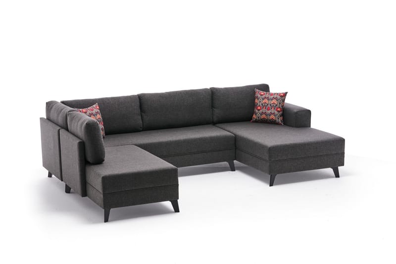 Efsunlu U-bäddsoffa - Antracit/Svart - Möbler - Soffa - Bäddsoffa