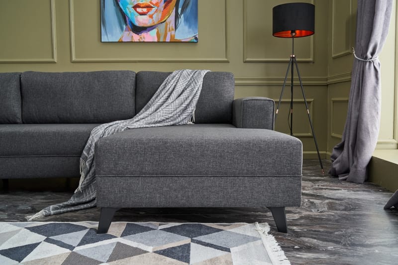 Efsunlu U-bäddsoffa - Antracit/Svart - Möbler - Soffa - Bäddsoffa