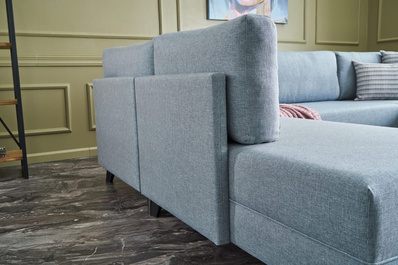 Efsunlu U-bäddsoffa - Blå/Svart - Möbler - Soffa - Bäddsoffa