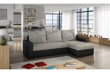 Eguino 3-sits Höger Bäddsoffa 125x195 cm med Förvaring i Tyg - Ljusgrå Melerad - Möbler - Soffa - Bäddsoffa