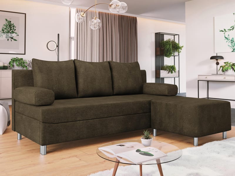 Eifion 3-sits Bäddsoffa med divan Högervänd - brun - Möbler - Soffa - Bäddsoffa