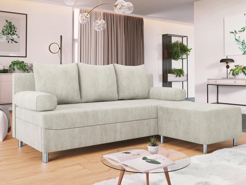 Eifion 3-sits Bäddsoffa med divan Högervänd - ljusbeige - Möbler - Soffa - Bäddsoffa