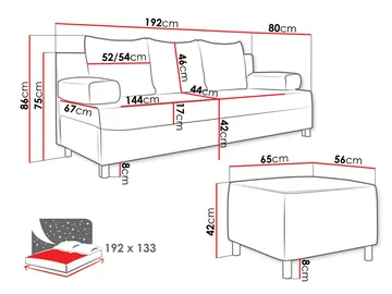 Eifion 3-sits Bäddsoffa med divan Högervänd - ljusbeige - Möbler - Soffa - Bäddsoffa