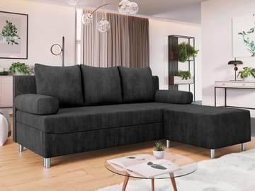 Eifion 3-sits Bäddsoffa med divan Högervänd - svart - Möbler - Soffa - Bäddsoffa