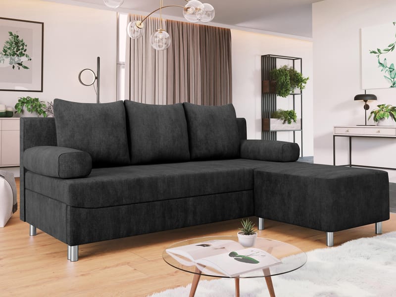 Eifion 3-sits Bäddsoffa med divan Högervänd - svart - Möbler - Soffa - Bäddsoffa