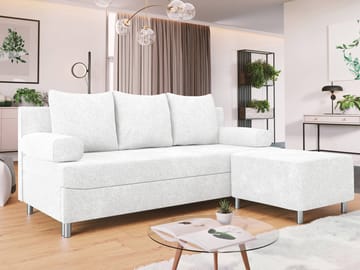 Eifion 3-sits Bäddsoffa med divan Högervänd - vit - Möbler - Soffa - Bäddsoffa