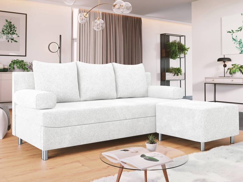 Eifion 3-sits Bäddsoffa med divan Högervänd - vit - Möbler - Soffa - Bäddsoffa