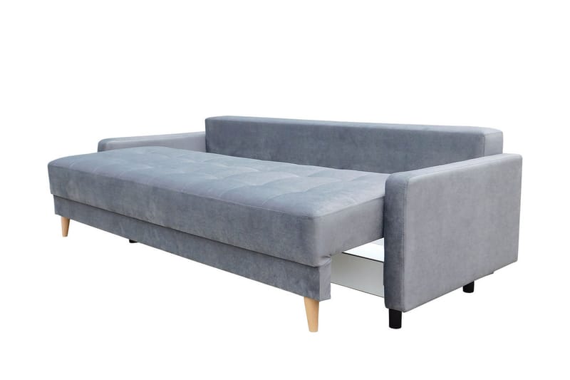 Eirado Rektangulär Längsbäddad Bäddsoffa 140x194 cm med Förvaring i Sammet - Blå - Möbler - Soffa - Bäddsoffa