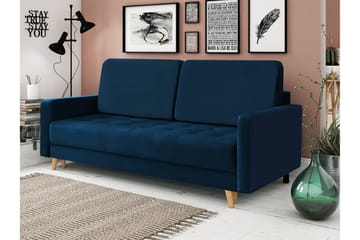 Eirado Rektangulär Längsbäddad Bäddsoffa 140x194 cm med Förvaring i Sammet - Blå - Möbler - Soffa - Bäddsoffa
