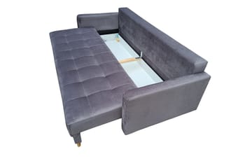 Eirado Rektangulär Längsbäddad Bäddsoffa 140x194 cm med Förvaring i Sammet - Blå - Möbler - Soffa - Bäddsoffa