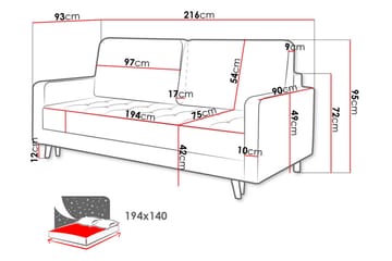 Eirado Rektangulär Längsbäddad Bäddsoffa 140x194 cm med Förvaring i Sammet - Blå - Möbler - Soffa - Bäddsoffa