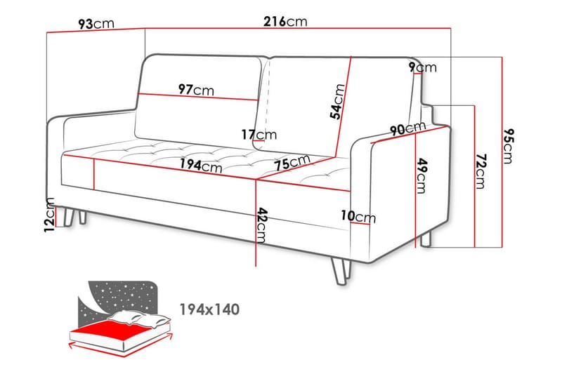 Eirado Rektangulär Längsbäddad Bäddsoffa 140x194 cm med Förvaring i Sammet - Blå - Möbler - Soffa - Bäddsoffa