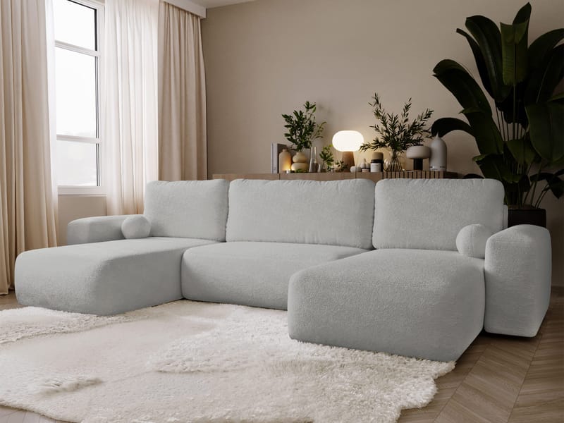 Elvior 5-sits U-formad bäddsoffa med dubbeldivan - grå - Möbler - Soffa - Bäddsoffa