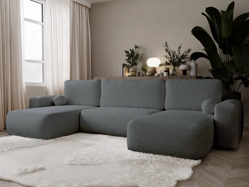 Elvior 5-sits U-formad bäddsoffa med dubbeldivan - grå - Möbler - Soffa - Bäddsoffa