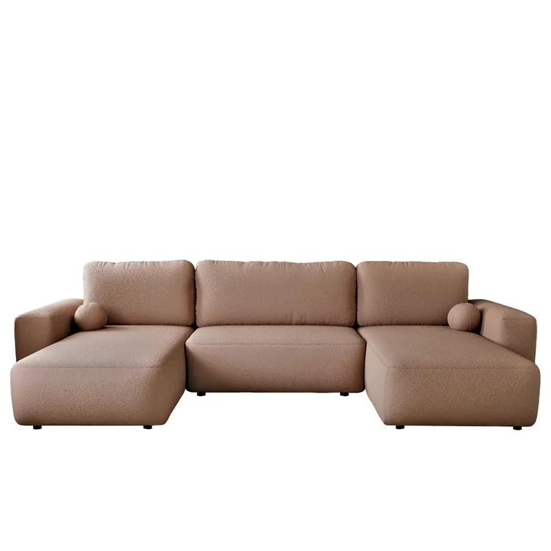 Elvior 5-sits U-formad bäddsoffa med dubbeldivan - rosa - Möbler - Soffa - Bäddsoffa