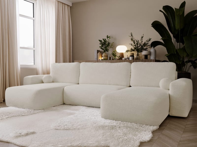 Elvior 5-sits U-formad bäddsoffa med dubbeldivan - vit - Möbler - Soffa - Bäddsoffa