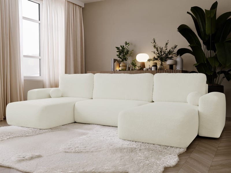 Elvior 5-sits U-formad bäddsoffa med dubbeldivan - vit - Möbler - Soffa - Bäddsoffa