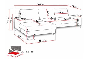Emet Bäddsoffa med Divan 3-sits - Beige - Möbler - Soffa - Bäddsoffa