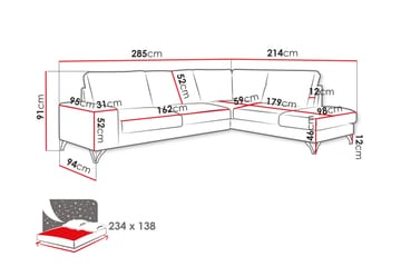 Emet Bäddsoffa med Schäslong 4-sits - Brun - Möbler - Soffa - Bäddsoffa