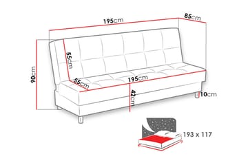 Enduro 3-sits Bäddsoffa 117x193 cm med Förvaring i Tyg - Antracit - Möbler - Soffa - Bäddsoffa