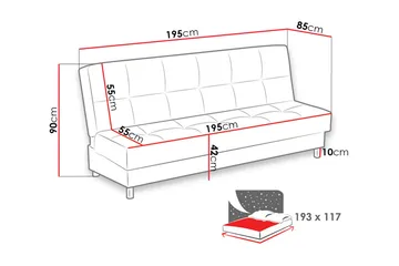Enduro Bäddsoffa 195x85x90 cm - Gul - Möbler - Soffa - Bäddsoffa