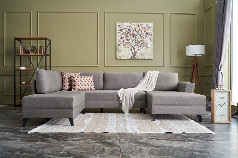 Eriska U-bäddsoffa - Brun/Svart - Möbler - Soffa - Bäddsoffa