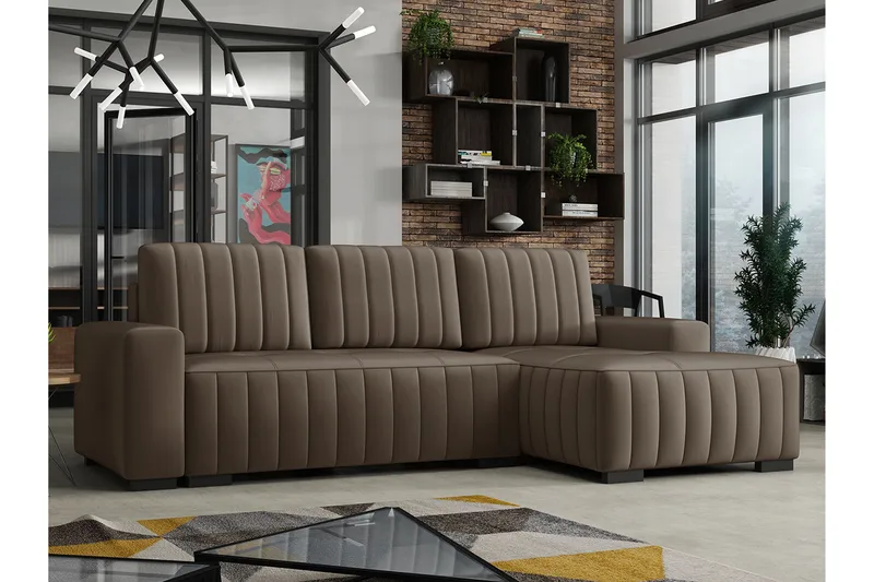 Esher 3-sits Bäddsoffa Höger - Brun - Möbler - Soffa - Bäddsoffa