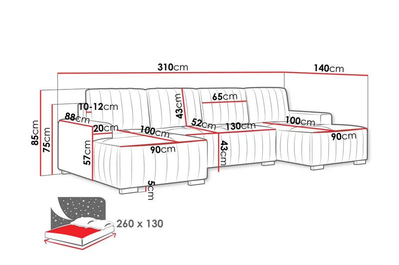 Esher Bäddsoffa Dubbeldivan 4-sits i Plysch - Brun - Möbler - Soffa - Bäddsoffa